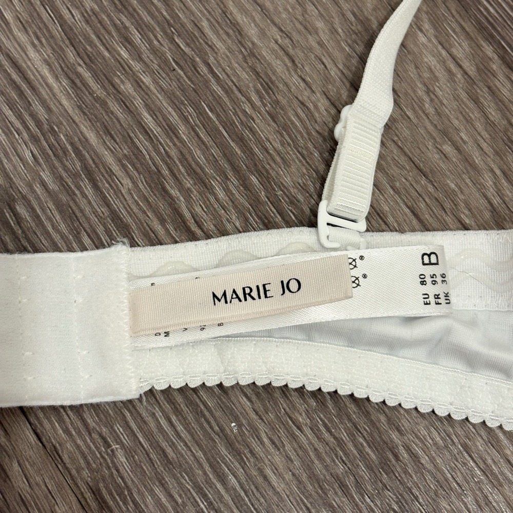 Marie Jo Avero Heartshape Bra Natural White Gingham Daisy Straps 36B Underwire - Picture 14 of 15